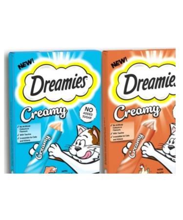 AETN Creations Dreamies Creamy Snacks Bundle of Salmon and Chicken Supplementary Food for Kittens and Adult Cats with AETN Cat Treat