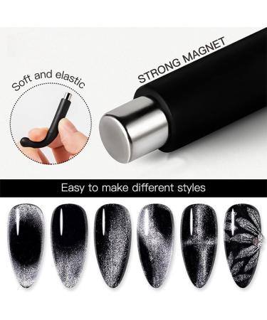 9-Piece Cat Eye Nail Magnet Tool Set for Gel Polish Nail Art | Double-Head Flower Design Pens and Multi-Function Board - Buy Online on SooperMarket.com