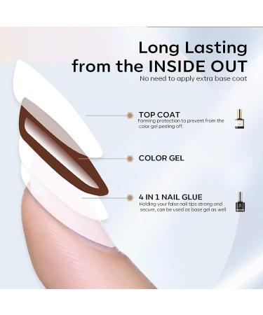 Modelones 2Pcs 15ml No Wipe Gel Top Coat & 4 in 1 Nail Glue Base - Long Lasting Nail Duet Set for Acrylic Nails - Buy Online on SooperMarket.com
