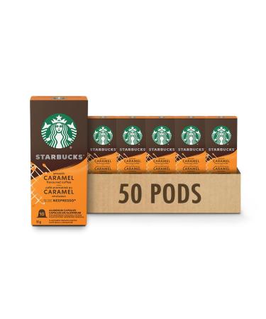Starbucks by Nespresso Smooth Caramel For NESPRESSO Original Flavoured Blonde Roast Notes of Buttery Caramel and Vanilla NESPRESSO Coffee Capsules 10 count 5 Pack