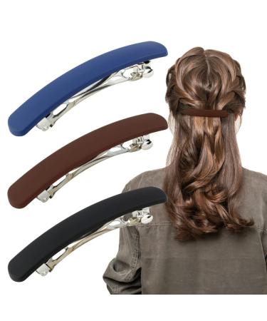ATODEN Hair Clips Hair Claw Clips Barrettes for Women 3 Pcs Matte Barrettes for Thin Fine Hair 3.54'' Flat Hair Clip Hair Pins French Barrette Hair Clips for Short Medium Hair Cute Hair Styling Clips Non Slip Strong Hold...