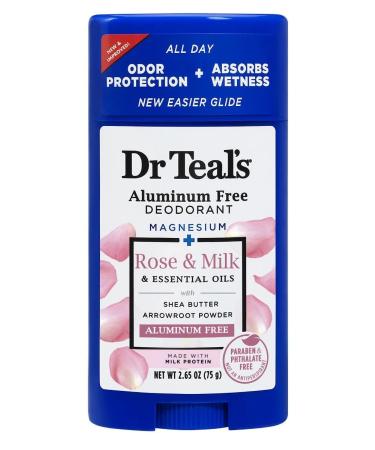 Dr. Teal's Rose & Milk Deodorant Gift Set (2 Pack 2.65oz Ea) - Rose & Milk Formula - Aluminum Free with Magnesium - Essential Oils Shea Butter & Arrowroot Powder Absorb Moisture Keep Skin Healthy - Buy Online on SooperMarket.com