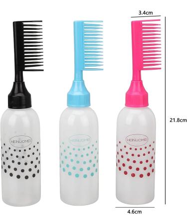 Cimown Hair Dye Comb Applicator Bottle Part Root Comb Comb Applicator Bottle Applicator Bottle for Colouring and Conditioning Hair (Red/Blue/Black) - Buy Online on SooperMarket.com