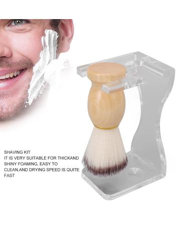 3-Part Men's Shaving Brush Set | Acrylic Holder & Nylon Bristle Care Kit for Wet Shaving - Buy Online on SooperMarket.com