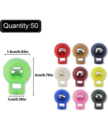 WYBG 50 Pcs Plastic Spring Loaded Elastic Drawstring Rope Lanyard Adjuster Cords Lock End - Adjustable Single Hole Toggle Stoppers - Round Ball Shape Fastener Buttons Slider - Assorted Colors - Buy Online on SooperMarket.com