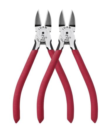 IGAN-P6 Wire Cutters (Pack of 2) 6-inch Ultra Sharp & Powerful Side-Cutting Pliers with Longer Flush Cutting Edge Ideal Wire Cutter for Crafts Floral Electrical & Any Clean Cut Needs Pack 2