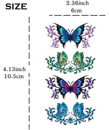 Butterfly Temporary Tattoos for women sexy 6 Pcs by Yesallwas Waterproof long lasting Fake Tattoos Stickers for Arms Shoulders sexy body tattoos 6cmx10.5cm/2.36x4.13 inches (LxW) (A) - Buy Online on SooperMarket.com