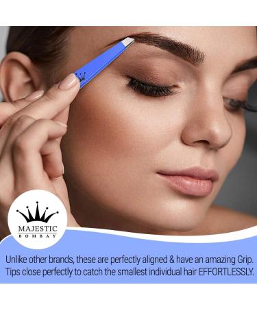 Majestic Bombay Slant Tweezers | Precision Surgical Tweezers for Ingrown Hair & Splinter Removal | Ideal for Facial & Eyebrow Grooming | Best Tweezers for Chin Hair & Plucking - Women & Men - Buy Online on SooperMarket.com