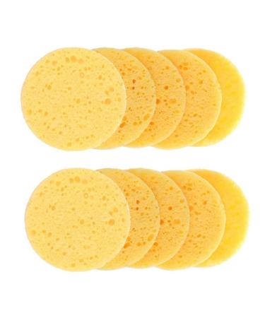 Tvoip 25Pack Facial Sponges Natural Wood Pulp Sponge Reusable Bigger Thicker 3.15 x 0.4" Face Deep Cleansing Cellulose Compress Cosmetic Puff Facial Washing Sponge Face Care Cleansing Makeup (Yellow)