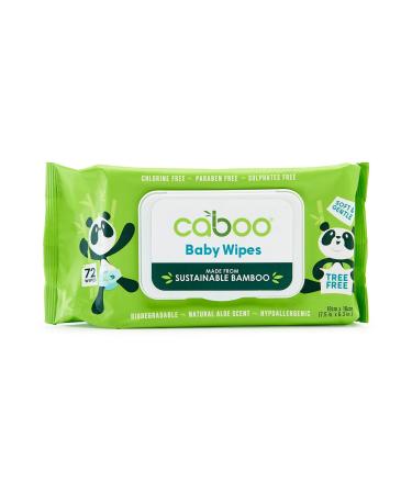 Caboo Tree Free Bamboo Baby Wipes, Eco Friendly Naturally Derived for Sensitive Skin, Resealable Peel Tab Travel, 72 Count Aloe Vera 72 Count (Pack of 1)
