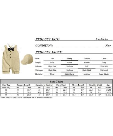 AmzBarley Baby Boys Gentlemans Tuxedo Romper Suit | Khaki 104 | 12-18 Months - Buy Online on SooperMarket.com