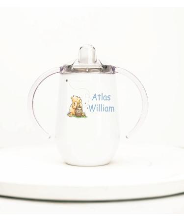 Personalized Insulated Stainless Steel Sippy Cup  Any Name or Text  Winnie the Pooh  10oz  BPA Free  Sippy cup for toddlers  Sippy cup for baby (Blue)