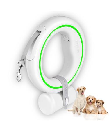 Moestar pull-in dog leash free dog leasic 360 tangle free roller linen with dog droppings bag holder 3m/10ft for medium small dogs (green)
