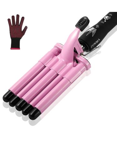 Hair Curling Iron 5 Barrel Hair Crimper 16mm Curling Wand Two-Gear Temperature Adjustable Ceramic Hair Curler Curling Iron Hair Waver with Heat Resistant Gloves