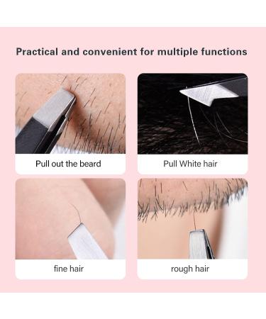 Derlaier Tweezers Set - High Precision Stainless Steel Eyebrow Tweezers for Facial Hair Removal, Ingrown Hair, and Splinter Removal - Buy Online on SooperMarket.com