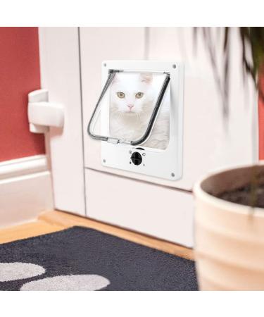 Large White 4-Way Locking Cat Door - Secure Entry for Your Pet - Buy Online on SooperMarket.com