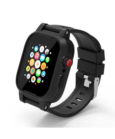 ShellBox Case Apple Watch 44mm Screen Protector Waterproof CaseIP68,Impact Resistant/Rugged 1Row Perforated Soft Band for iWatch Series 6/5/4/SE 44mm (Black)