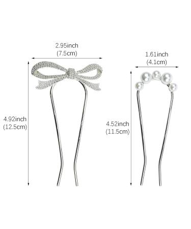 4 PACK Pearl Rhinestone U Shape Hair Fork Sticks - Wedding Hair Pins for Women and Girls - Buy Online on SooperMarket.com