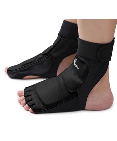 Wonzone Taekwondo Training Boxing Foot Gear Martial Arts Protector Sparring Gear Muay Thai Kung Fu Tae Kwon Do Feet Protector TKD Foot Gear Support for Men Women Kids Black Medium