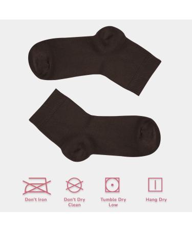 Cosyfeel Women Loose Diabetic Socks | 4-Pack Neuropathy Ankle Socks for Ladies | Super Soft Eco-Friendly Bamboo Material | Durable with Seamless Toe | Multicolour Patterns | 4 Seasons 4-7 DARK BROWN - Buy Online on SooperMarket.com