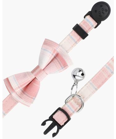 Tagme Personalized Cat Collar with Name & Phone Number - Safe Closure & Bell - Baby Pink Plaid - Perfect for Kittens - Buy Online on SooperMarket.com