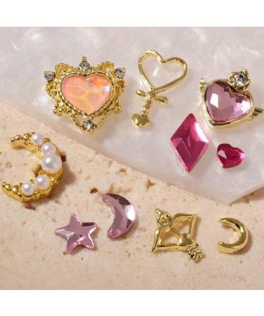 Dornail 3D Star Moon Nail Charms | Colorful Heart Rhinestones | Nail Gems for Nail Art | Geometry Rhinestone Decorations | Nail Kit 1 Box - Buy Online on SooperMarket.com