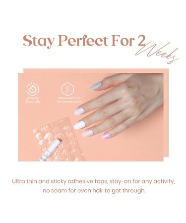 Beetles Press on Nails Short Glossy 6 Solid Colors Set | 144Pcs Fake Nails with Glue and Adhesive Tabs | Mini File Included | Women and Girls Nail Kit - Early Morning Mist - Buy Online on SooperMarket.com