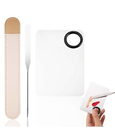Makeup Mixing Palette Set 2pcs Stainless Steel make up palette and Makeup Spatula for Blending Foundation Lipstick Eyeshadow Spread Foundation Evenly Across Face for A Lighter Finish