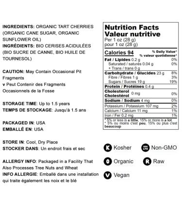 Organic Dried Tart Cherries 1lb | Lightly Sweetened & Pitted | Non-GMO, Kosher, Unsulfured | Sour Bulk Cherries - 1lb Pack - Buy Online on SooperMarket.com