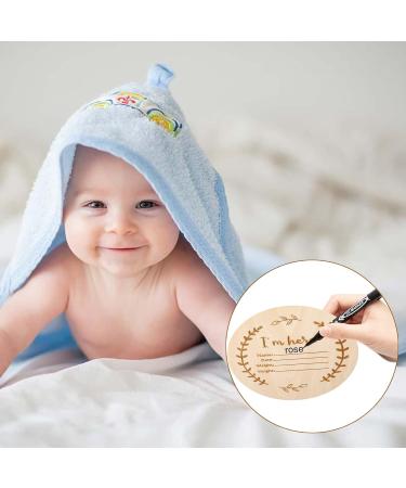 1Pcs Newborn Baby Announcement Sign Bulletin Board with Marker Round Wooden Baby Birth Sign Hello World Newborn Welcome Sign Photo Prop for Christmas Baby Shower Birthday Gift Keepsake - Buy Online on SooperMarket.com