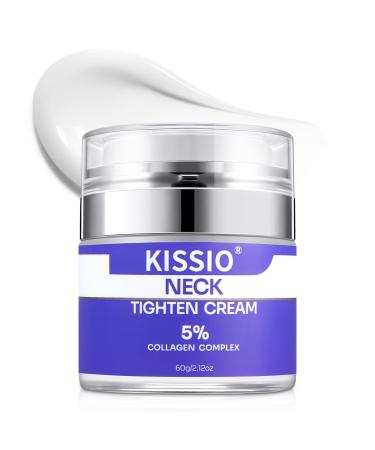 KISSIO 5% Collagen Complex Neck Cream-Neck Tightening Cream with Peptides and Aloe Vera to Firming Lifting and Hydrating Body Cream Suitable for All Skin Types 2.12 Oz