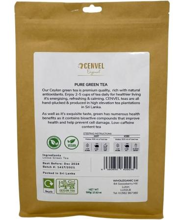 CENVEL Pure Green Tea Loose Leaf | 100% Natural and Fresh Harvest | Detox Loose Leaves Tea | Ceylon Green Tea | Single Estate Tea (500g) - Buy Online on SooperMarket.com
