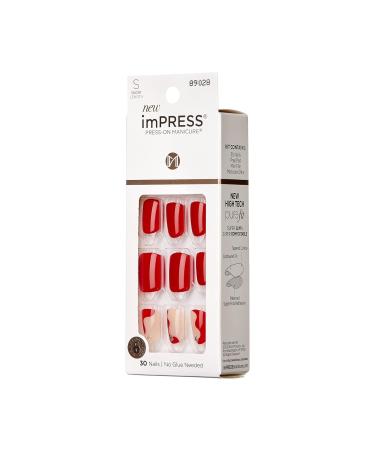KISS imPRESS No Glue Press On Nails - Adore You Red Squoval Short | 30 Nails + Accessories | Perfect for Easy DIY Manicure - Buy Online on SooperMarket.com