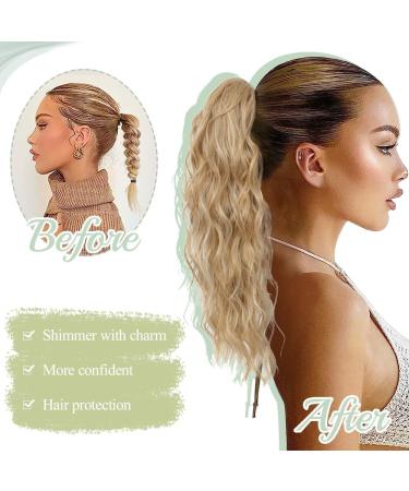 MORICHY Highlights Ponytail Extension 18inch Claw Clips in Ponytail Hair Extension for Women Mix Blonde Curly Hair Synthetic Pony Tail Hairpiece for Women Daily Use party 18Inch Dirty Blonde with Brown Highlights - Buy Online on SooperMarket.com
