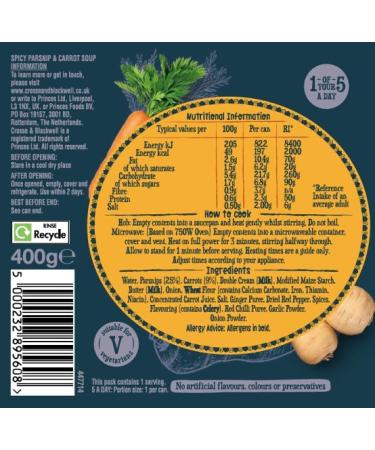 Crosse & Blackwell Spicy Parsnip & Carrot Soup 400g - Buy Online on SooperMarket.com