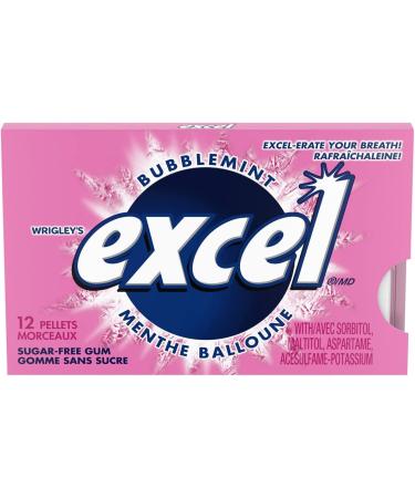 EXCEL Bubblemint Flavoured Sugar Free Chewing Gum 12 Pieces 12 Packs Bubblemint Gum