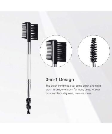 3 Pcs Dual-Head Eyebrow & Eyelash Grooming Brush Set - White - for Women & Girls - Buy Online on SooperMarket.com