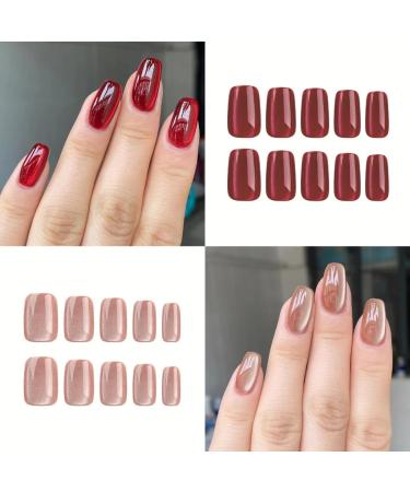 Ruarby Detachable False Nails Full Cover False Nails Medium Short False Nails Cat Eye Press on Nails Stick on Nails for Women JP3092 - Buy Online on SooperMarket.com