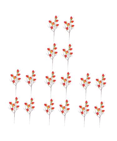 ABOOFAN 16 Pcs Artificial Strawberry Branch Greenery Decor Strawberry Branches Cherry Tomato Plant Artificial Strawberry Plants Artificiales Para Faux Plant White Flowers Wedding