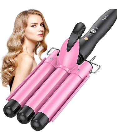 Hair Curler 25mm 3 Barrel Hair Waver Curling Wand with 2 Temperature Control 60s Quick Heating for Long/Short Hair Styling Big Wave Electric Hair Crimpers Tongs Best Gift for Women
