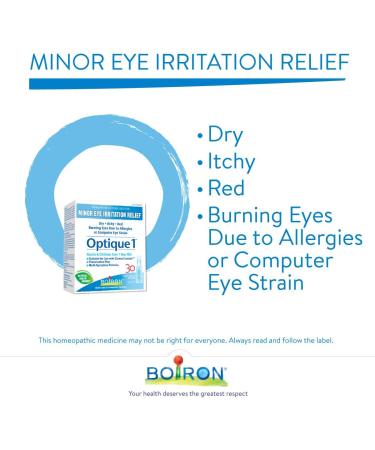 Boiron Optique 1 Eye drops used to relieve minor eye irritations such as dry itchy or red burning eyes due to allergies or computer eye strain. 30 unit-doses - Buy Online on SooperMarket.com