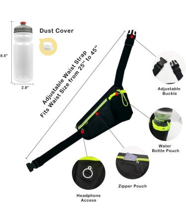 Hydration Waist Pack with Water Bottle Holder - Running Belt Waist Pouch for Men & Women - Includes Phone Holder & Key Pocket - Buy Online on SooperMarket.com