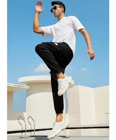 Elegancity Men's Cargo Trousers - Casual Work Pants with Drawstring Waist | Regular Fit Sweatpants with Pockets (Size 38-46) - 34 A-Black - Buy Online on SooperMarket.com