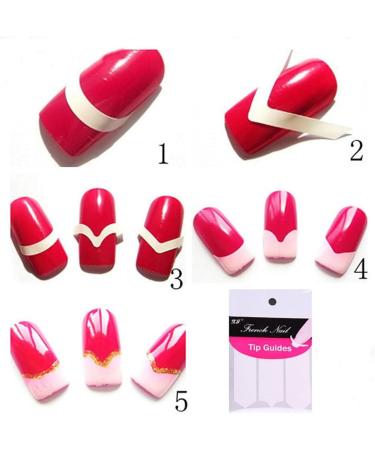 1/100 Pack French Stencil Nail Art Form Fringe Guides Manicure Sticker Tips Tape False Nails With And Design - Buy Online on SooperMarket.com