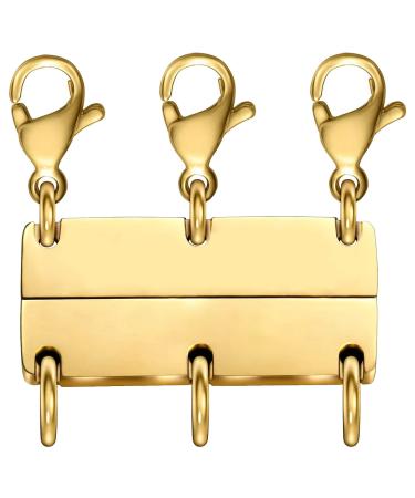 OHINGLT Layered Necklace Clasp 18K Gold and Silver Necklace Separator for Layering, Multiple Necklace Clasps and Closures for Women Triple Gold