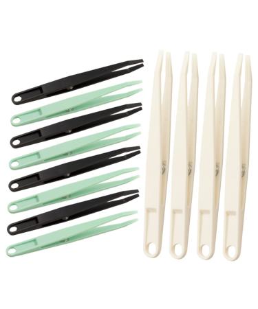 Stobok 12st tweezers with flat head first aid tweezers Tool for trimming nasal hair. Pinch pink plastic tweezers for pearl coin tweezers extend wrong eyelashes ABS