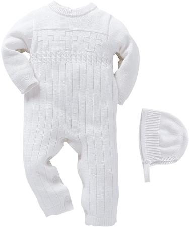 Baptism Outfits for Boys White Onesies Baby Boy Romper Linen Summer Fall Winter Christening Church Onesie Newborn Coming Home Jumpsuit 0-18 Months 6-9 Months White-309