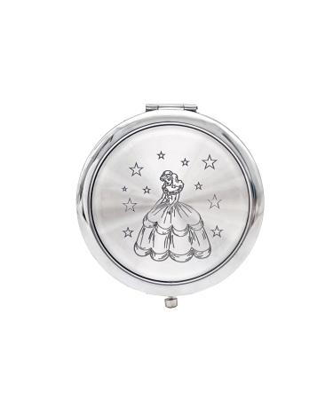 12 Pcs Quinceanera Compact Mirror Recuerdos de Sweet 15 Princess Birthday Shower Party Favo (White Silver)