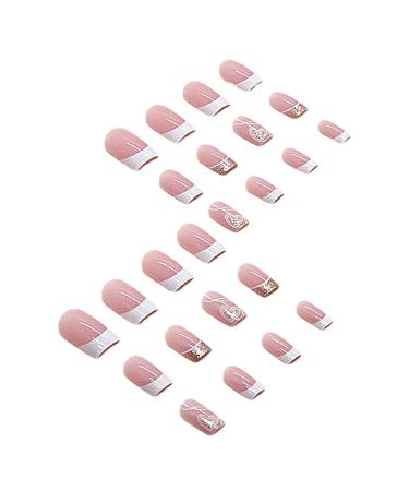 1 Set Press on Nails French Square Fake Nails Full Cover Short Press on Nails Reusable Short Nails Press on Cute Press on Nails Set for Women Home