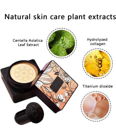 Mushroom Head Air Cushion Foundation BB Cream Moisturising Concealer Lightweight & Smoothing Flawless Moisturising Oil Control Even Skin Tone Makeup Base Natural - Buy Online on SooperMarket.com